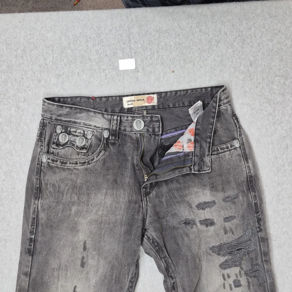 Laguna Beach Jeans Co Men Jeans 32X32 Gray Denim Y2K Embroidered Skull 30